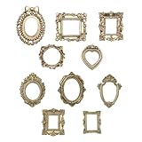 ALONK 10 Stück Mini Bilderrahmen Vintage, Miniatur Mini Frames, Bilderrahmen Set für Fotowand Deko Zuhause Tischdekoration Schmuckdisplay