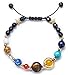 Fesciory Women Men Solar System Bracelet Universe Galaxy The Eight Planets Guardian Star Natural Stone Beads Bracelet Bangle(Blue Sandstone(Adjustable))
