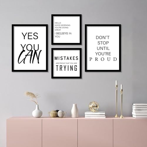 Image of kotart Motivational Quotes Posters with Frame for Home Decoration - Quotes Frame for Living Room Bedroom Office Room Decor - Painting for Wall Decoration - Pack of 4 (Art 7, Big (13x17 or 13x13 inch))