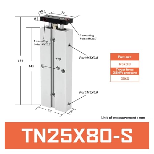 Cylindre double tige TN25 anti rotation pour alignement précis