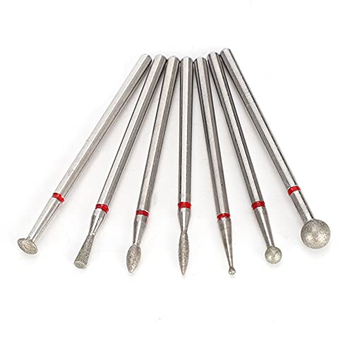 Nail Drill Bits 7 Pieces Emery Manicure Drill Bits Professional Nail Drill Bit Set Tools for Nail Salon, Home (NO.05)