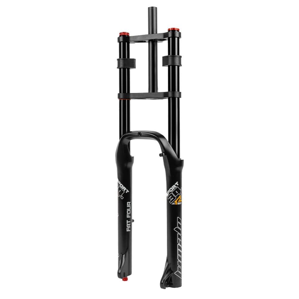 WIQUYBML 26 Inch Snow Beach Fat Bike Suspension Fork For 4.0 Tires MTB Air Travel 150MM Double Shoulder Adjustable Rebound 1-1/8" QR Magnesium +Aluminum Alloy