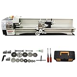 Yokoma Benchtop Mini Metal Lathe Machine for Metal Work Inch Precision Lathe Drilling Machine for Various Metal Turning 1100W Brushless Motor 50-2500rpm Variable Speeds Inch Thread 110V