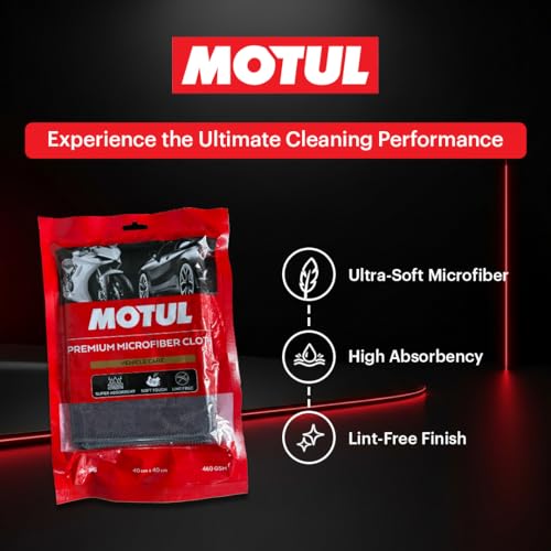 Image of Motul Microfibre Cleaning Cloth 460 GSM - Ultra Soft, High Absorbency, Scratch-Free, Reusable Multipurpose Cloth for Car, Bikes & Glass Cleaning