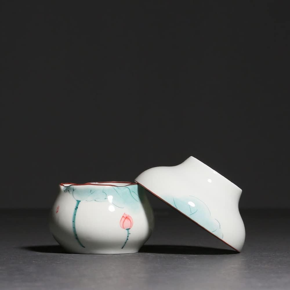 XIALON 3.2inch Ceramic Hand Painted Lotus Pattern Tea Filter Kung Fu Tea Set Tea Strainer