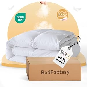 BedFabtasy Daunendecke 240x220cm, 90% Daunen und 10% Federn, Klasse 1, Oeko-Tex zertifizierte Leichte Bettdecke 240x220, Allergiker, RDS Zertifiziert Daunenbettdecke, Duvet, Sommerdecke