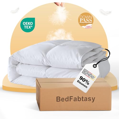 BedFabtasy Daunendecke 240x220cm 90% Daunen und 10% Federn Klasse 1 Oeko-Tex zertifizierte Leichte Bettdecke 240x220 Allergiker RDS Zertifiziert Daunenbettdecke Duvet Sommerdecke