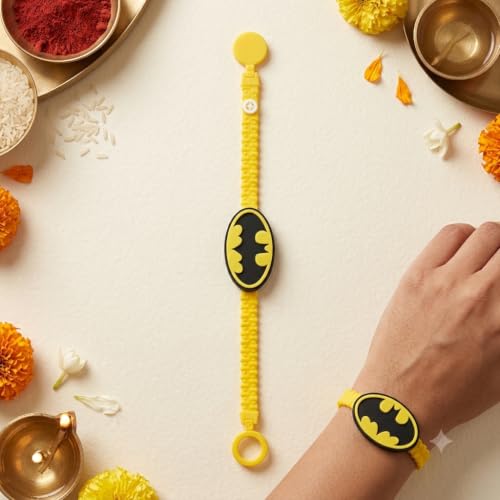 Image of Storio Batman Silicone Band Rakhi | Officially Licensed | Rakhi for Boys, Bhaiya, Bhai | Raksha Bandhan Gift