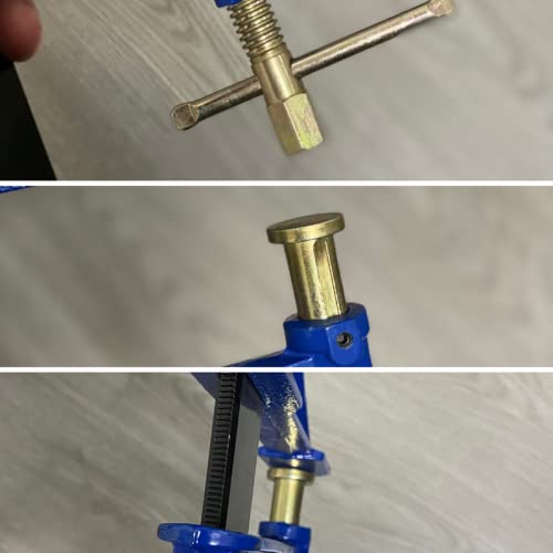 2 Piezas Tornillo de apriete con de barra de acero y tornillo de fácil liberación. Sistema de émbolo con doble rosca. Sargento fabricado en acero, con barra dentada para mas seguridad. 120x300mm