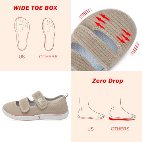 Image of Besroad Womens Walking Shoes Wide Diabetic Shoes Adjustable Barefoot Casual Sneakers Breathable Zero Drop Arthritis Edema Sneakers Indoor Outdoor