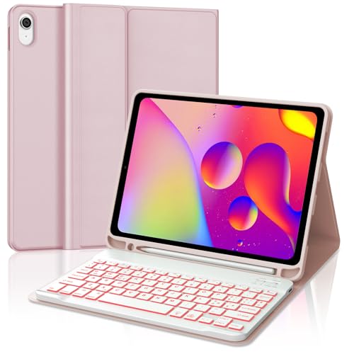 Teclado con funda delgada para iPad 11 rosa perfecto para estudiar en cafeterías