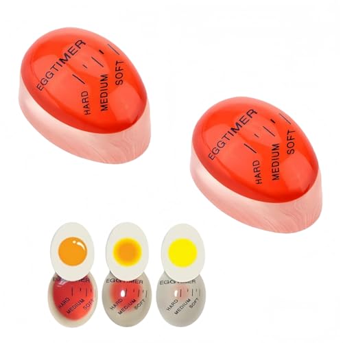 YSTrillion Egg Timer 2Pcs Colour Changing Boiled Egg Timer Colour Changing Egg Timer for Soft Medium and Hard Boiled Eggs Reusable Kitchen Tool for Breakfast Cooking Kitchen Timers