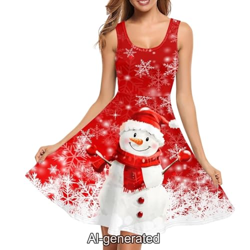 Image of Dreaweet Casual Sleeveless Dresses for Women Girls, Round Neck Tank Dresses with Pockets Summer Sundress Size XS-4XL