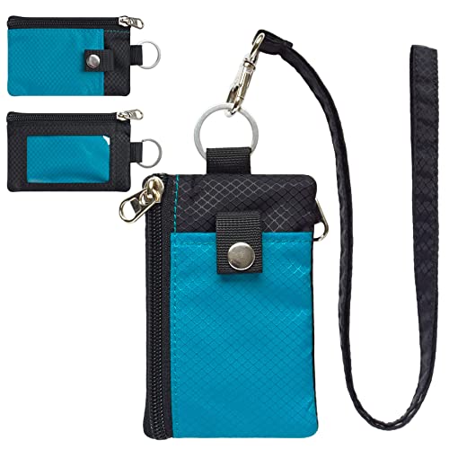 Image of CHENSPRX Minimalist RFID Blocking Small Wallet with ID Window,WaterResistant Zip Id Case Wallet with Lanyard Keychain for Cards,Cash,Travel,Women,Men