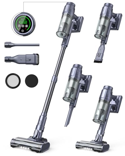 MIUZZY M242 Cordless Stick Vacuum Cleaner with Brushless Motor,50 Mins Max Runtime, 25Kpa Powerful Suction Vacuum with LED Display for Pet Hair,Hard Floor,Carpet.