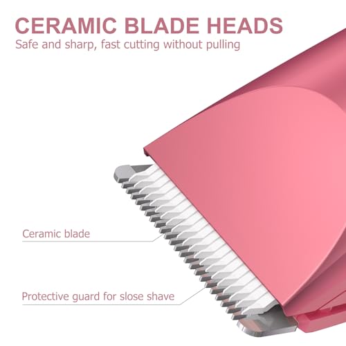 Image of OLOV Electric Body Hair Trimmer - Groin Trimmer for Men - Bikini Trimmer Women - Wet /Dry Shaver Groomer, Replaceable Ceramic Blade Heads, USB Recharge Dock, Waterproof Hygiene Razor, Red