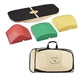 Blue Planet Balance Surfer Bamboo Wooden Balance Board Trainer for Standing Desks, Surfing, SUP, Yoga, Exercise | Now with Carry Bag!