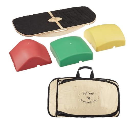 Blue Planet Balance Surfer Bamboo Wooden Balance Board Trainer for Standing Desks, Surfing, SUP, Yoga, Exercise | Now with Carry Bag!