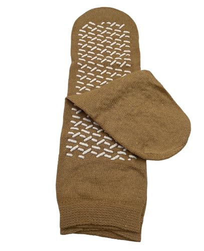 Comfort Axis 3 Pairs Mens Womens XL Big Size Slipper Socks Non Slip Soft Fuzzy Warm Socks for Bedroom Floor Travel Beige3