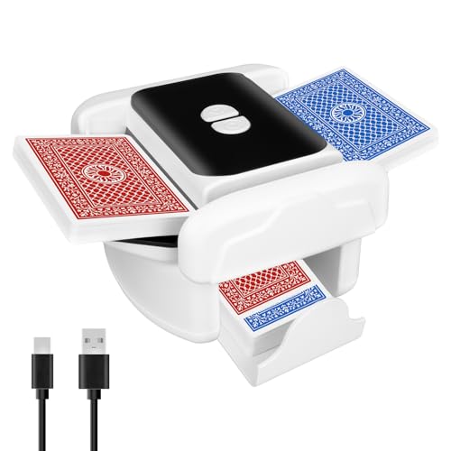 aquota Kartenmischmaschine - Wiederaufladbarer, geräuscharmer, tragbarer automatischer Kartenmischer für 1–2 Decks, kompatibel mit UNO, Poker, Blackjack, Skip-BO, Phase 10