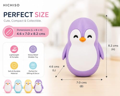 Image of Roly Poly Penguin Wobbler | Cute Self-Righting Penguin Desk Toy | Stress Relief Fidget Toy | Mini Penguin Collectible | Office Desk Decor & Gift (Macaroon Purple, 1 pc)