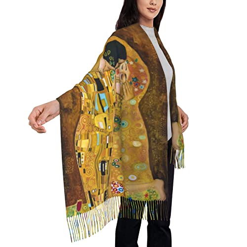 Abstract Kiss Art Gustav Klimt Soft Blanket Scarf Long Warm Shawl Wraps Scarfs For Women4
