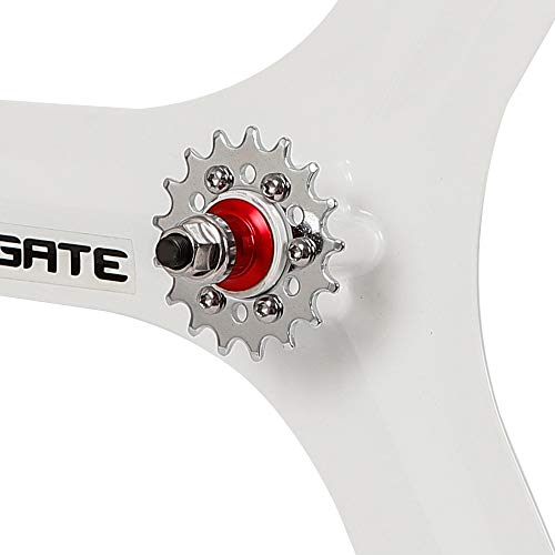 700C Fixed Gear Wheels, 3 Spoke Rim Single Speed Front Rear Fixie Bicycle Wheels Sets Track Wheel Clincher Type Bike Wheel (Wheel Set (Front & Rear) White) #TOP6