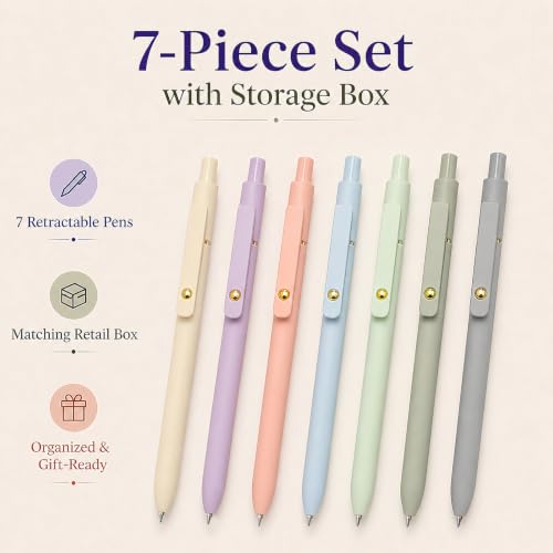 Image of FIOVER Gel Pens 7pcs 0.5mm Quick Dry Black Ink Fine Point Pens