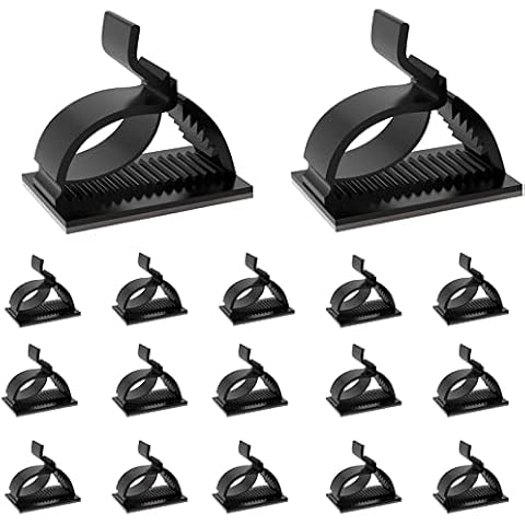 Cable Wall Clips Self Adhesive Cable Management Sticky Car Cable Clips Wire Clips Hooks Cable Holder Cable Organisers Sticky Wire Clips for Desk Black Cover