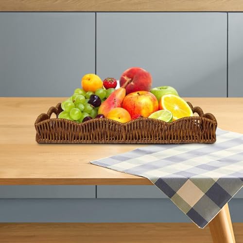 Bandeja de servir de café hecha a mano para pan y frutas en mesa de centro 5