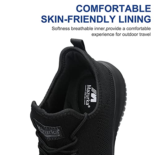 MAZURKA Men's Fashion Sneakers Running Walking Trail Shoes Athletic Sport Sneakers Non Slip Ultra Lightweight Mesh High Elastic Insole Casual Fashion Sneakers for Men Black 9.5 - Image 5