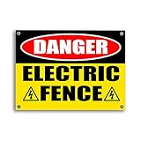 Caution Electric Fence Sign, 11x8 Single Sided Coroplast Danger Warning Sign with Grommets at the Corners