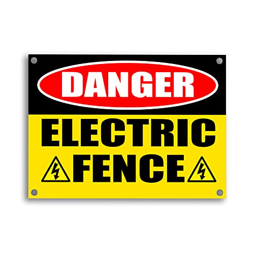 Danger Electric Fence Sign - 11x8 Coroplast Warning Sign Electric Fence Sign - Caution Electric Fence Signs - Electric Fence Sign Warning