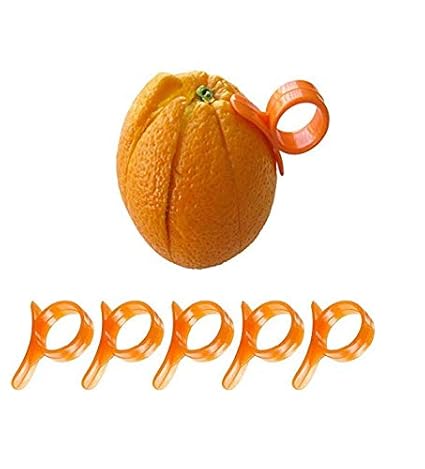 WOIWO 5PCS Orange Citrus Peelers Cosmer Plastic Lemon Citrus Fruit Opener Peeler,Kitchen Gadget