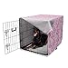 Ambesonne Cartoon Dog Crate Cover, Bows and Bootes Buttons Ribbon Elements Birthday Theme on Tartan Display, Easy to Use Pet Kennel Cover for Medium Large Dogs, 42 Inch, Pale Pink and Mauve