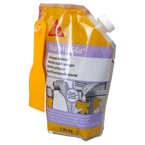 SIKA - Mortier multi-usages prêt à mélanger - Sika Mix & Go Gris - Réparation seuil, épaufrure, linteau et rebouchage fissures - Intérieur et extérieur...