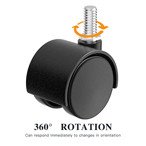 Andutees 1.5 Inch Plastic Casters Set Of 4, M8 Stem Nylon Furniture Wheel Replacement thumb #2