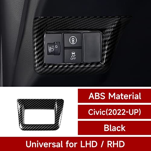 Image of Headlight Control Switch Cover Decals for Honda Civic 2022 2023 2024 2025 2026 11th Gen Accessories ABS Carbon Fiber Interior Stickers