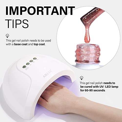 Aillsa Nude Gel Nail Polish Shimmer Pink Glitter Gel Polish Rainbow Color Neutral Gel Nail Polish Sparkle Grapefruit Red Translucent Soak Off U V Jelly Gel Polish For French Manicure 0.51 Fl Oz /Gb66 #TOP5