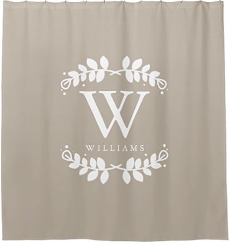 Newman Fanny Linen Beige Monogram Shower Curtain