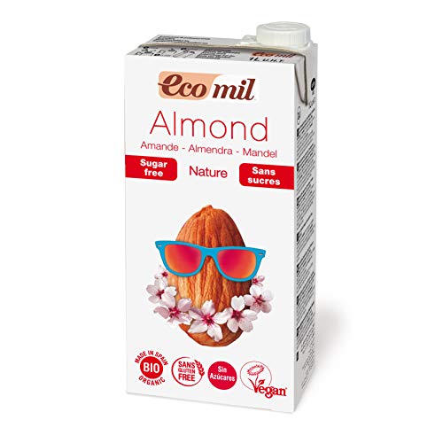 EcoMil Almond Nature, Bebida de almendra Sin azúcar - Pack de 3 unidades de 1L