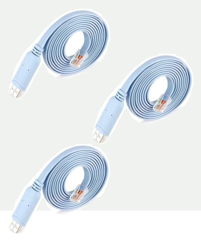 Image of SANCY USB Console Cable 6FT, USB to RJ45 Cable for Configuring Network Devices, Supports Windows OS, Durable and Easy Setup, Blue Color (1.8 Meter) (Pack of 3)