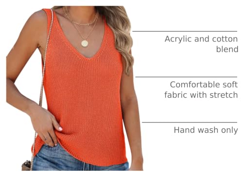 Image of Tutorutor Womens V Neck Sweater Tank Tops Summer Crochet Knit Vest Top