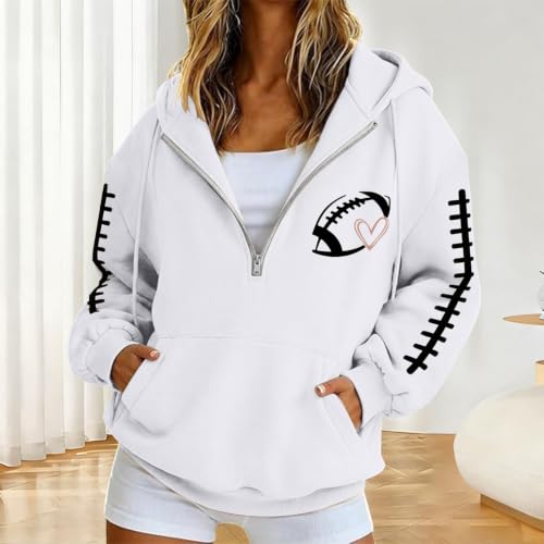 eoeioa Womens Football Mom Sweatshirt College Sweatshirt with Pockets - image 2