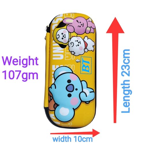 Image of EVA Large Capacity Stationery Box 3D Cartoon Pen Pencil case Multi-Compartment for School Students with Zip Closure -Best Birthday Gift for Girls, Boys & Kids (BT Yellow)