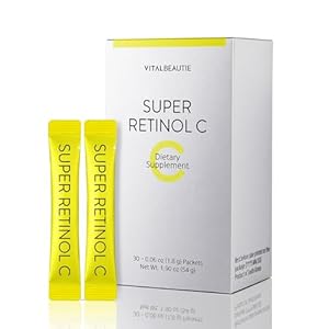 Super Retinol C (Powder, Skincare Supplement) – Vitamin A, C, D, E, Pantothenic Acid, Zinc, L-Cysteine for Skin Radiance and Tone Vegan Authorized AMOREPACIFIC – 30 Packets