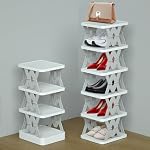 Shoe Rack, 6 Tier Shoe Shelf Without Assembly, Narrow Small Shoe Storage Space Saving, Shoe Organizer for Closet, Front Door Entrance, Entryway, Bedroom, White