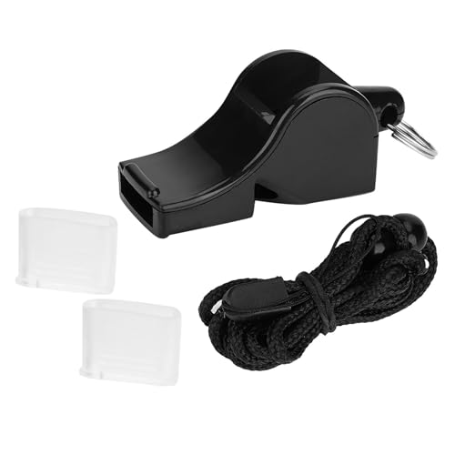 Silbato ABS negro para árbitro con correa y protección dental miniatura 6