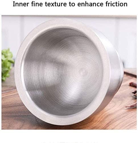 Mzlxdedian Mortar And Pestle Sets 18/8 Brushed Stainless Steel Spice Grinder Pill Crusher Herb Bowl #TOP3