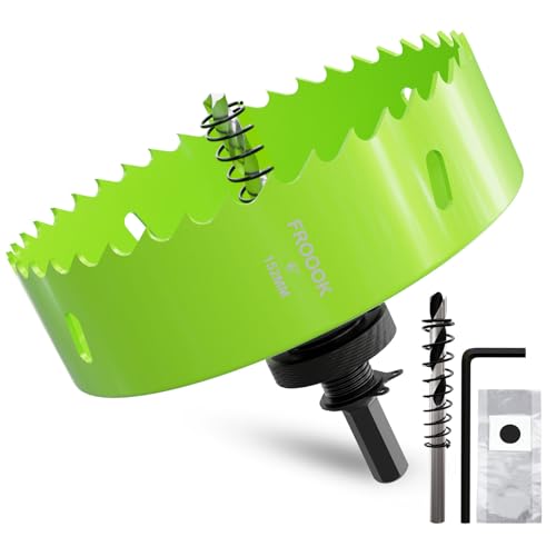 Image of FROOOK 6"(152mm) Bi-Metal Hole Saw with Arbor-Multi-Material Cutting Kit for Thin Iron, Wood & Drywall - High-Speed Steel Teeth with Smooth Cutting Edge, Fast Chip Removal & Bonus Dust-Proof Bag
